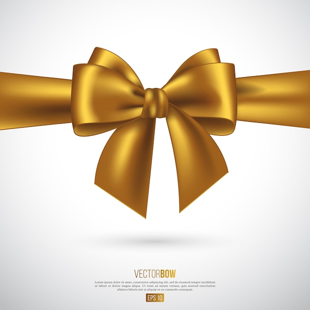 Vector realistic golden bow and ribbon. illustration.