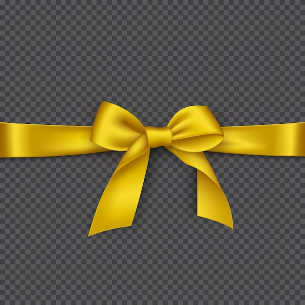 Vector realistic golden bow and ribbon.