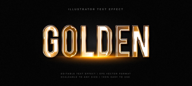 Vector realistic golden chrome text style font effect