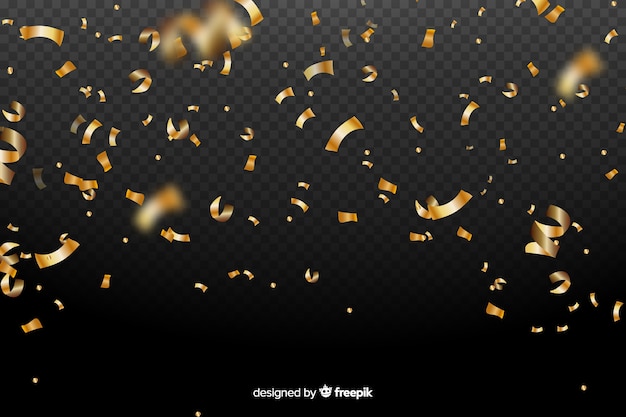 Realistic golden confetti background