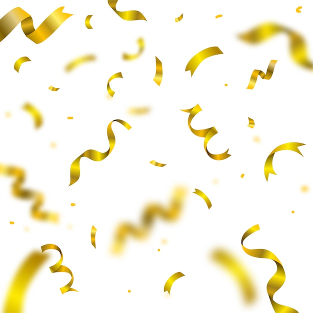 Realistic golden confetti background