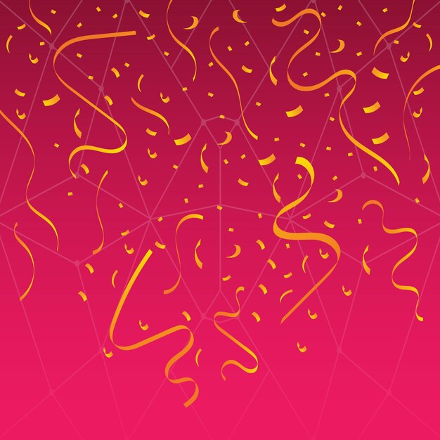 Realistic golden confetti on pink background