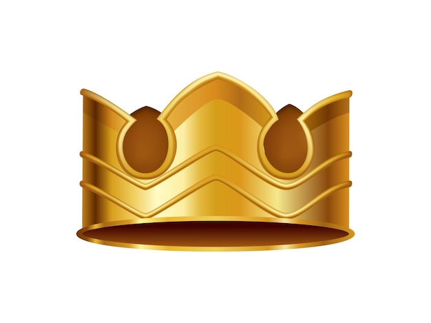Реалистичная золотая корона. Венчающий головной убор для короля или королевы. Королевский благородный аристократический символ монархии. Геральдическое украшение монарх.