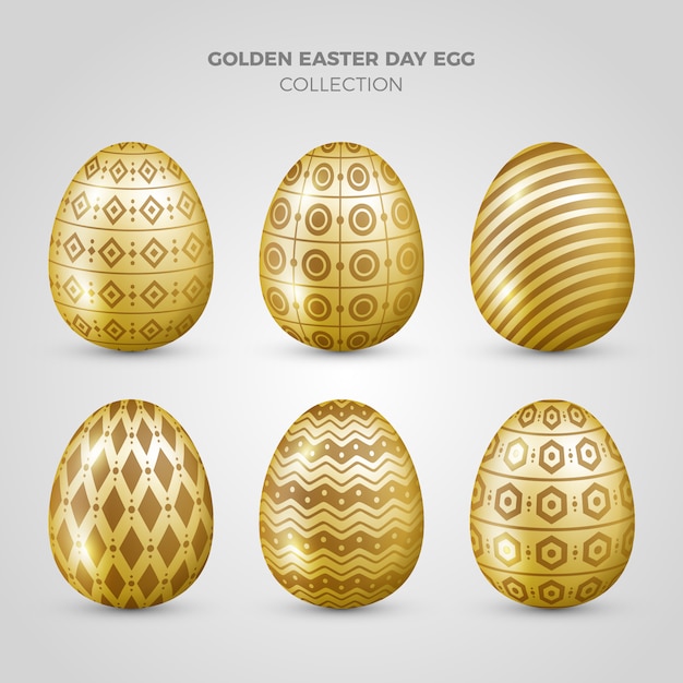 Realistic Golden Easter Egg Collection