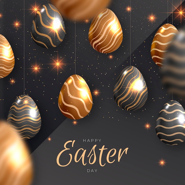 Vector realistic golden easter illustration