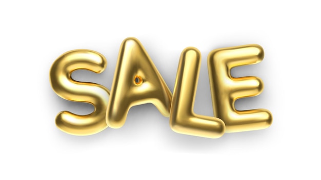 Realistic golden inscription sale. Golden metallic text for banner design.