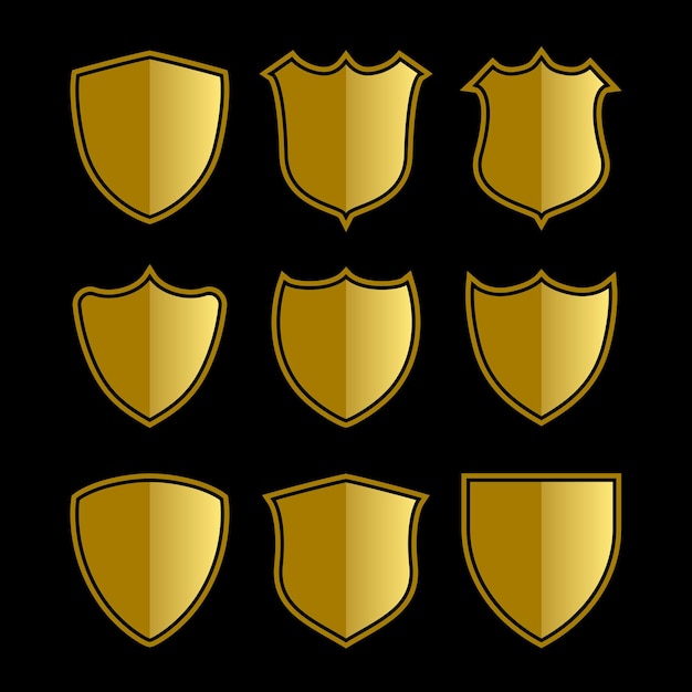 realistic golden luxury badges collection.