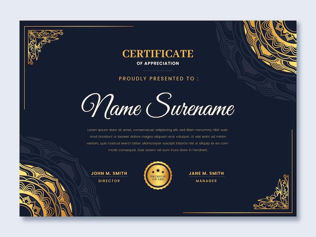 realistic golden luxury certificate template