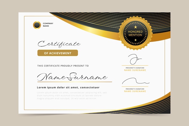 Realistic golden luxury certificate