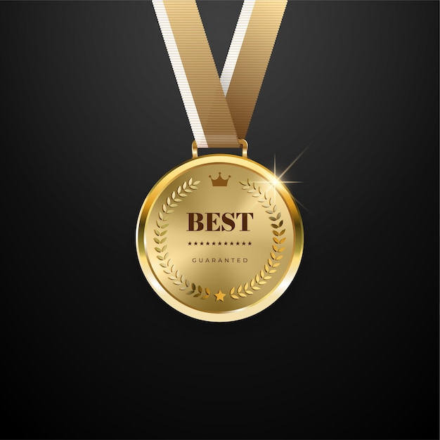 Vector realistic golden medal label of success winner