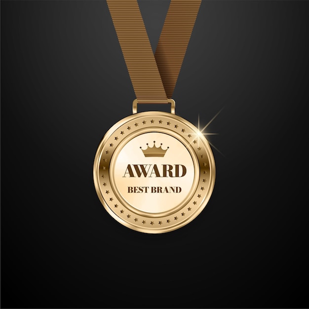 Realistic golden medal label of Success winner