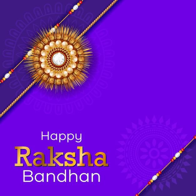 Realistic golden rakhi background for banner poster greeting card