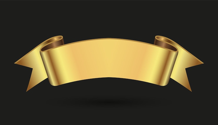 Vector realistic golden ribbon banner.