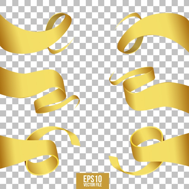 Vettore realistic golden ribbons swirl