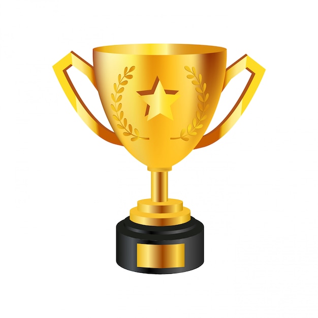 Realistic golden trophy isolated