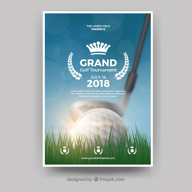 Realistic golf poster template