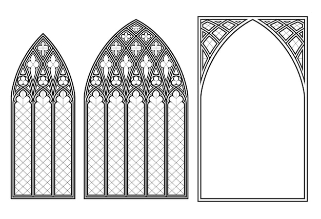 realistic gothic medieval stained glass window background or texture architectural element medieval gothic stained glass cathedral window set
