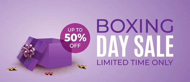 Vector realistic gradient boxing day sale illustration on purple background