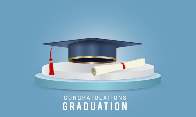 realistic graduate caps background with vector Design