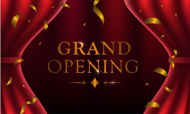 Realistic grand opening background with curtains open style premium vector