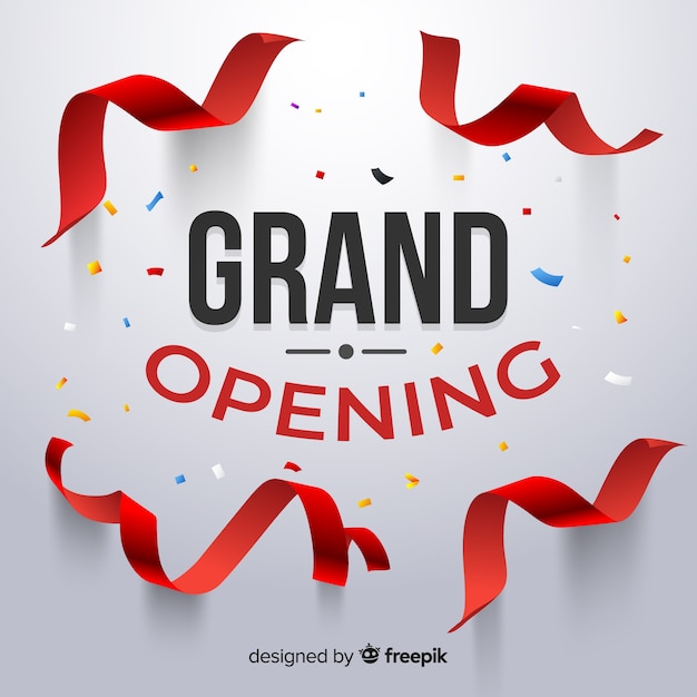 Realistic grand opening with confetti