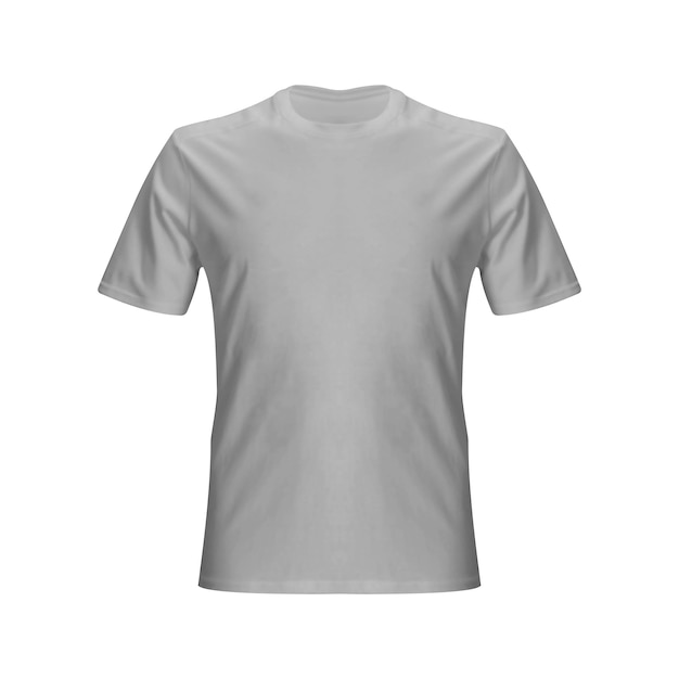 Realistic gray tshirt base cloth isolated on clean background