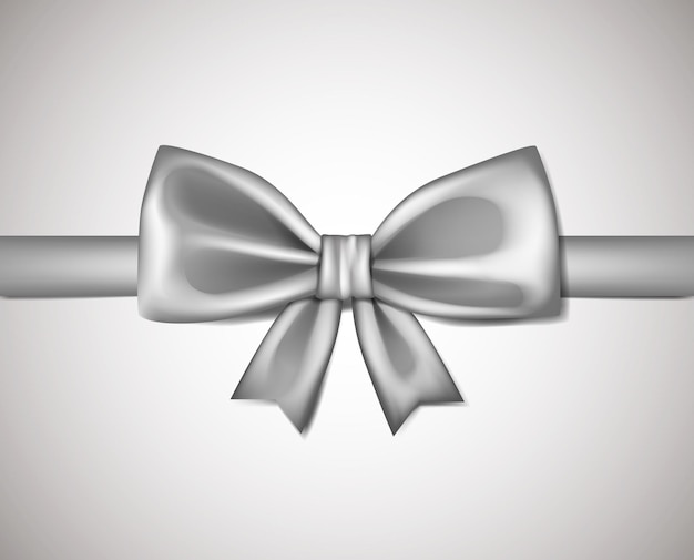 Realistic gray/white/silver  ribbon bow isolated on white background. vector illustration.