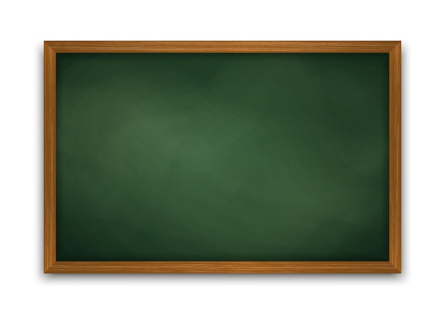 Realistic green blackboard in wooden frame Wiped dirty chalkboard