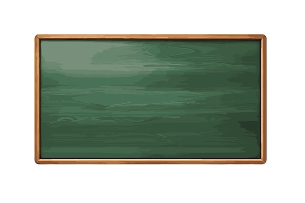 Realistic green chalkboard with wooden frame isolated on white background empty green blackboard