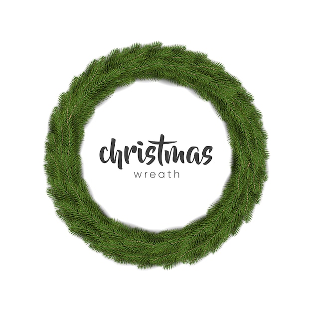 realistic green christmas branch wreath