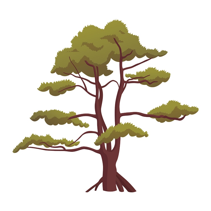 Vector realistic green oak isolated on white background  vector illustration
