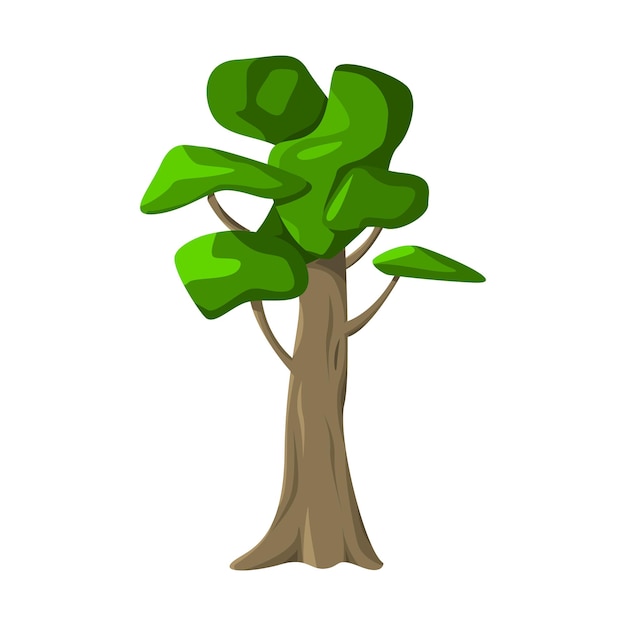 Вектор Реалистичное зеленое старое высокое дерево на белом фоне - векторная иллюстрация