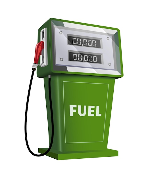Vector realistic green retro gas station 3d