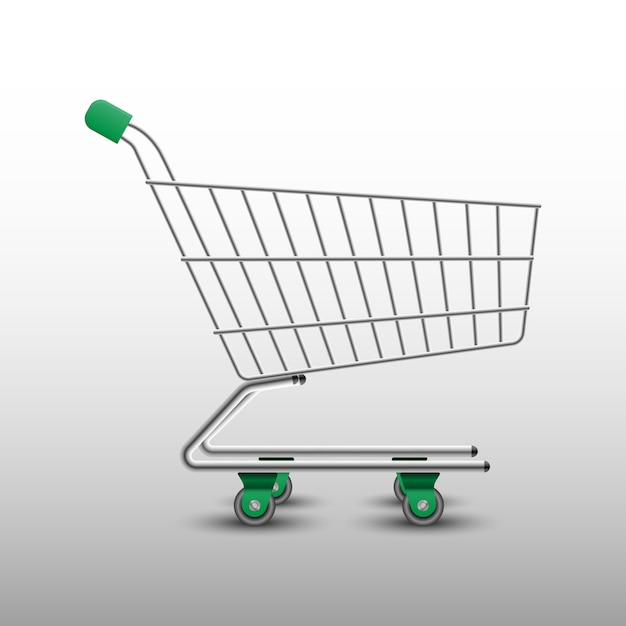 Vector realistic green shopping cart