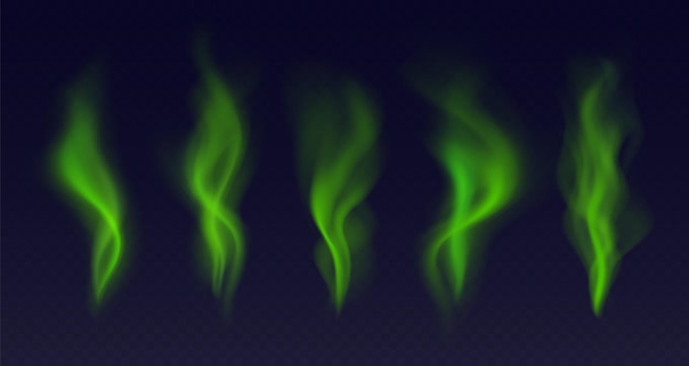 Vector realistic green smoke bad smell concept toxic stinky clouds