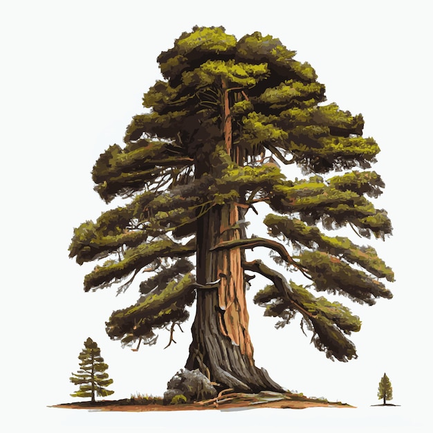 Vector realistic green tallest tree in the world sequoia on a white background vector