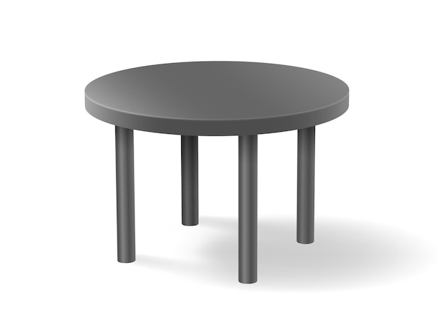 Realistic grey round table isolated.