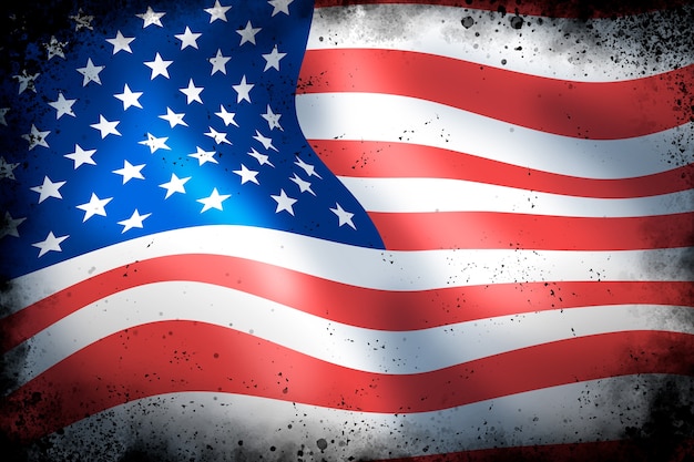 Realistic grunge american flag background