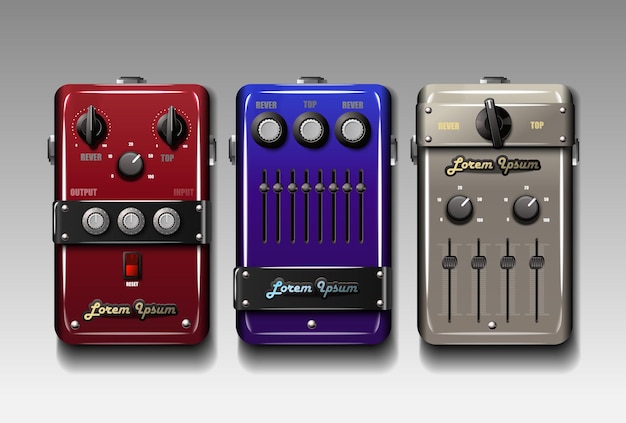 Realistic guitar effects pedals.