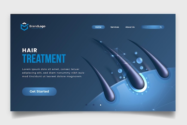 Vector realistic hair loss treatment landing page