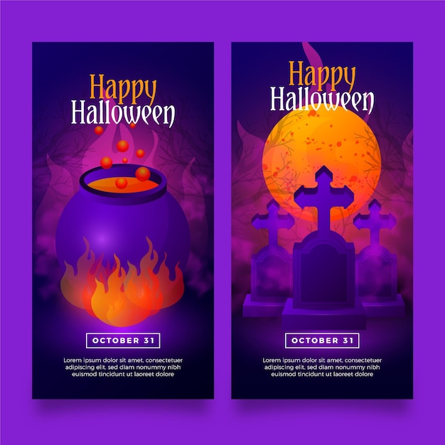 Realistic halloween banners template