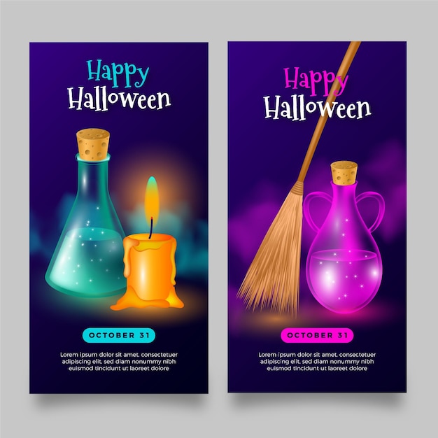 Vector realistic halloween banners template