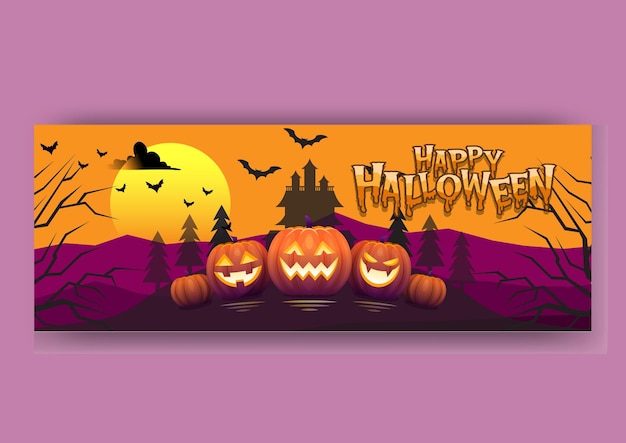 Vector realistic halloween facebook cover and social media cover design template