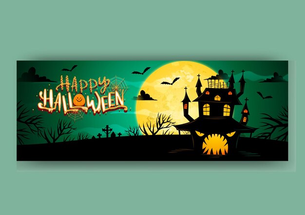 Realistic halloween facebook cover and social media cover design template