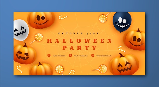 Modello di banner orizzontale realistico di halloween