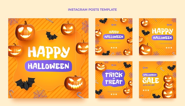 Raccolta realistica di post su instagram di halloween