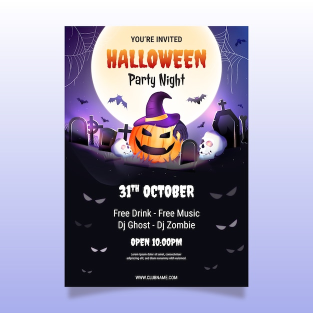 Realistic halloween party invitation template