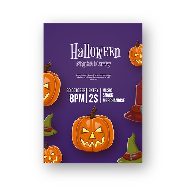 Realistic halloween party poster with pumpkin halloween