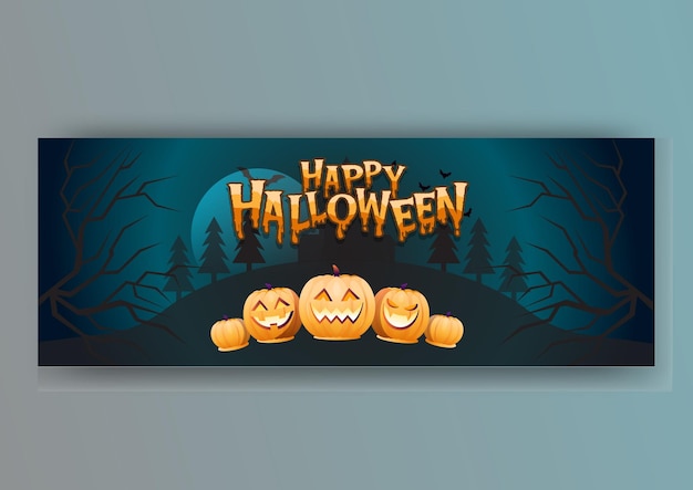 Banner realistico per la copertura dei social media della festa di halloween e design di banner web