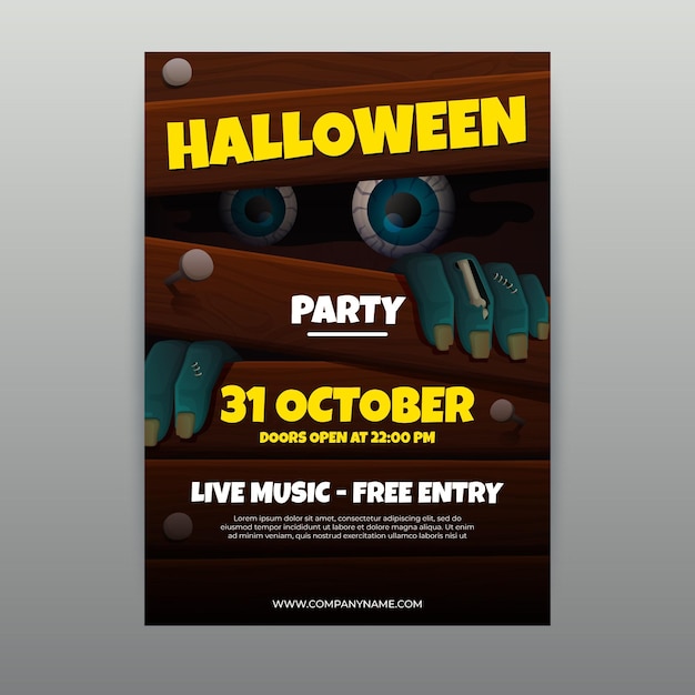 Realistic halloween party vertical poster template